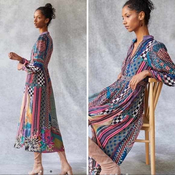 NWT Orange Motif Maxi Dress from Anthropologie size 0 - Picture 2 of 7